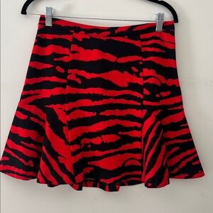 Michael Kors Red and Black Skater Skirt animal print vibrant grunge goth sz 4